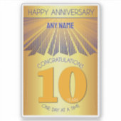 Sticker 10 Ans | Golden Ray 12 Étapes NOM PERSONNALISÉ (Devant)