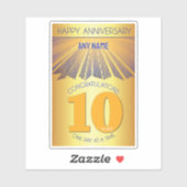Sticker 10 Ans | Golden Ray 12 Étapes NOM PERSONNALISÉ (Feuille)