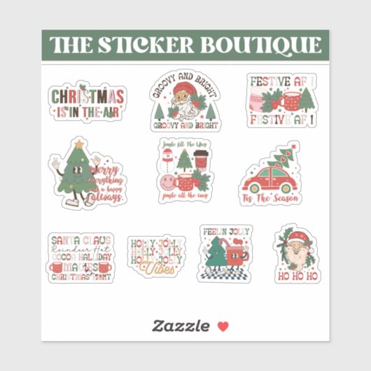 Sticker 10 En Une Mignonne Collection Festive Super de Noë (Feuille)