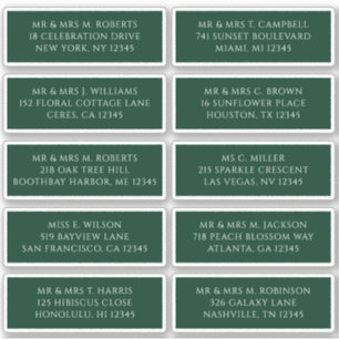 Sticker 10 Nom de l'invité individuel Adresse Mariage de l