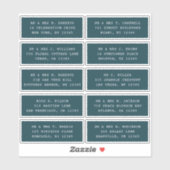 Sticker 10 Nom de l'invité individuel Adresse Mariage de l (Feuille)