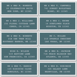 Sticker 10 Nom de l'invité individuel Adresse Mariage de l