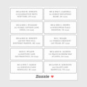 Sticker 10 Nom de l'invité individuel Adresse Mariage de l (Feuille)