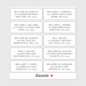 Sticker 10 Nom de l'invité individuel Adresse Mariage de l (Feuille)