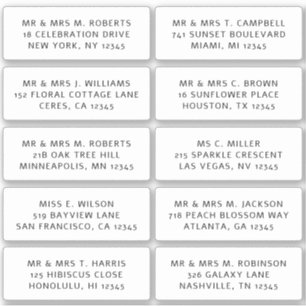 Sticker 10 Nom de l'invité individuel Adresse Mariage de l