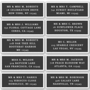 Sticker 10 Nom de l'invité individuel Adresse Mariage de l