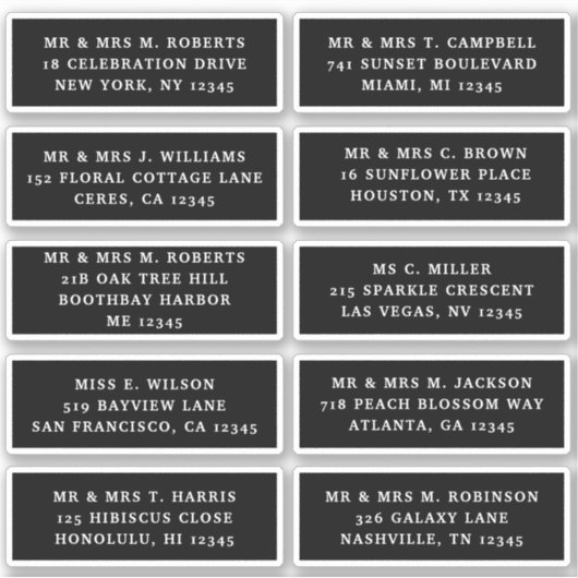 Sticker 10 Nom de l'invité individuel Adresse Mariage de l (Devant)