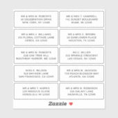 Sticker 10 Nom de l'invité individuel Adresse Mariage de l (Feuille)