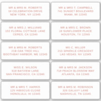 10 Nom de l'invité individuel Adresse Mariage de l