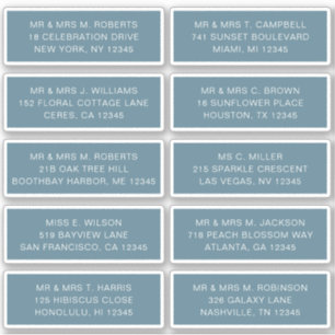 Sticker 10 Nom de l'invité individuel Adresse Mariage de l