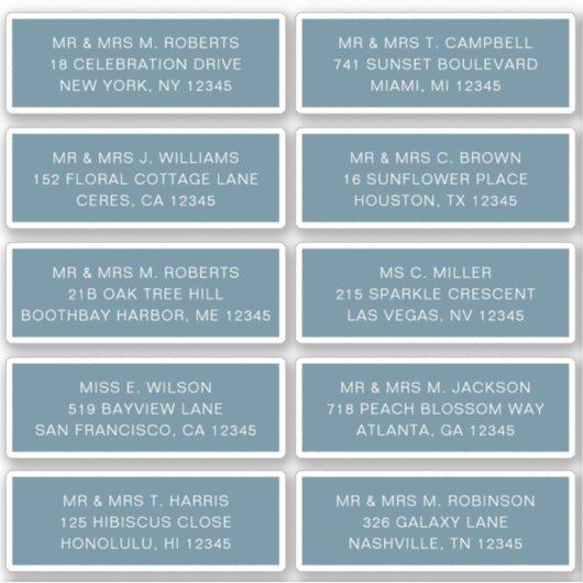Sticker 10 Nom de l'invité individuel Adresse Mariage de l (Devant)