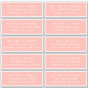 Sticker 10 Nom de l'invité individuel Adresse Mariage de l