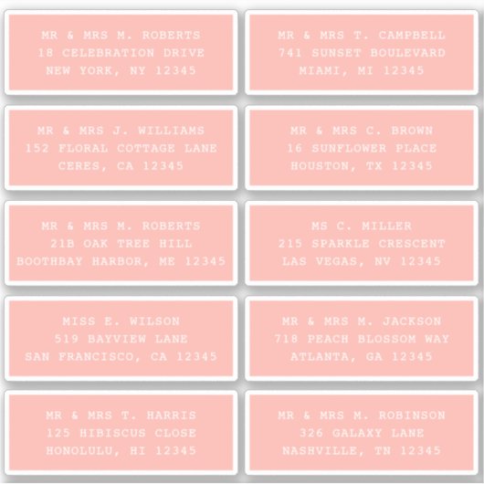 Sticker 10 Nom de l'invité individuel Adresse Mariage de l (Devant)