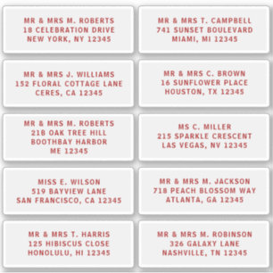 Sticker 10 Nom de l'invité individuel Adresse Mariage de l