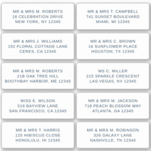 Sticker 10 Nom de l'invité individuel Adresse Mariage de l
