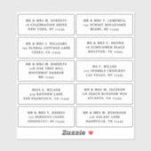 Sticker 10 Nom de l'invité individuel Adresse Mariage de l (Feuille)