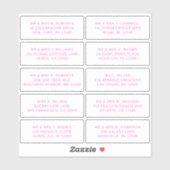 Sticker 10 Nom de l'invité individuel Adresse Mariage de l (Feuille)