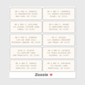 Sticker 10 Nom de l'invité individuel Adresse Mariage de l (Feuille)