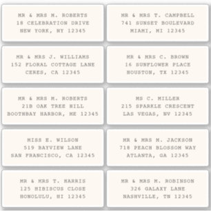 Sticker 10 Nom de l'invité individuel Adresse Mariage de l
