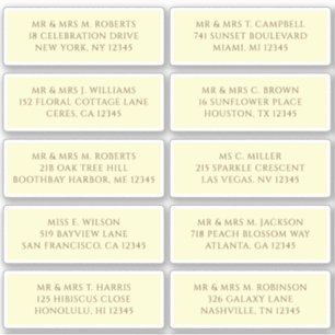 Sticker 10 Nom de l'invité individuel Adresse Mariage de l