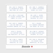 Sticker 10 Nom de l'invité individuel Adresse Mariage de l (Feuille)