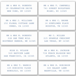 Sticker 10 Nom de l'invité individuel Adresse Mariage de l