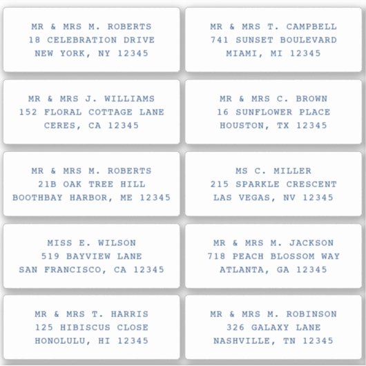 Sticker 10 Nom de l'invité individuel Adresse Mariage de l (Devant)