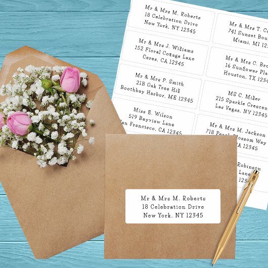 Sticker 10 Nom de l'invité individuel Adresse Mariage de l