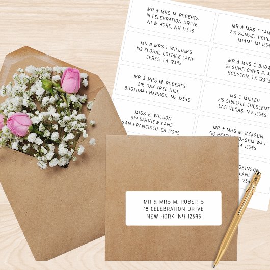 Sticker 10 Nom de l'invité individuel Adresse Mariage de l