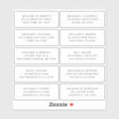 Sticker 10 Nom de l'invité individuel Adresse Mariage de l (Feuille)