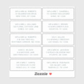 Sticker 10 Nom de l'invité individuel Adresse Mariage de l (Feuille)