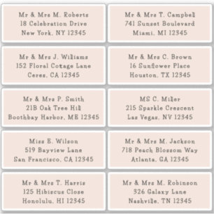 Sticker 10 Nom de l'invité individuel Adresse Mariage de l