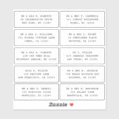 Sticker 10 Nom de l'invité individuel Adresse Mariage de l (Feuille)