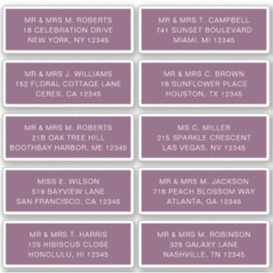 Sticker 10 Nom de l'invité individuel Adresse Mariage de l