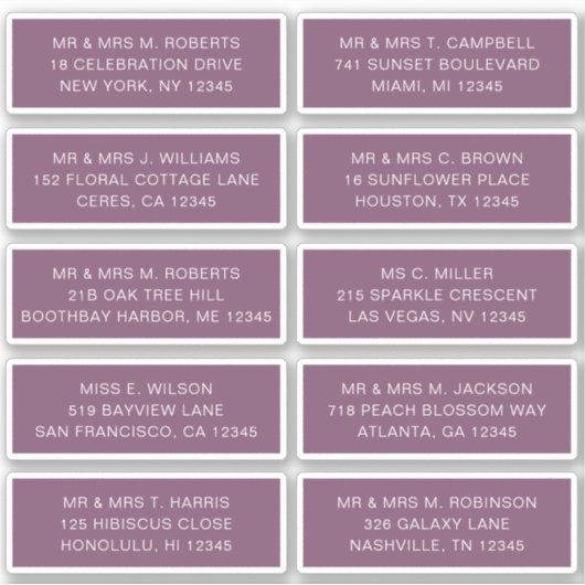 Sticker 10 Nom de l'invité individuel Adresse Mariage de l (Devant)