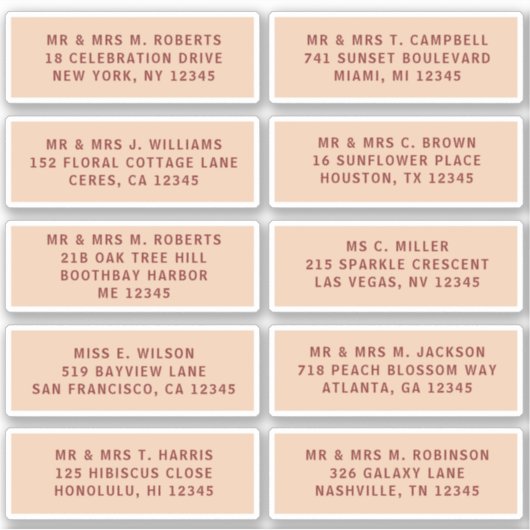 Sticker 10 Nom de l'invité individuel Adresse Mariage de l (Devant)