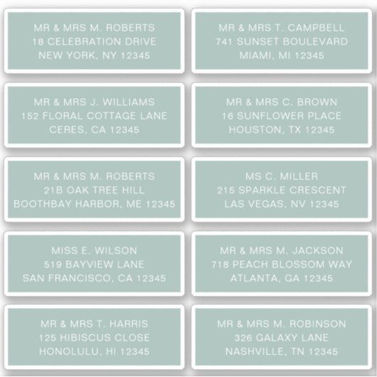 Sticker 10 Nom de l'invité individuel Adresse Mariage de l (Devant)