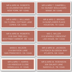 Sticker 10 Nom de l'invité individuel Adresse Mariage de l