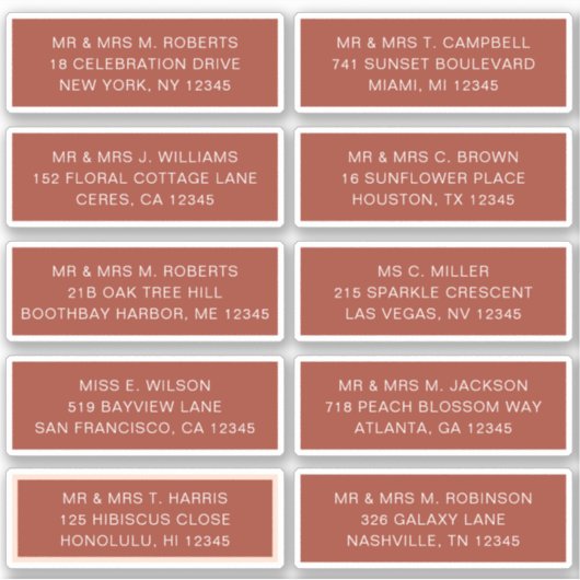 Sticker 10 Nom de l'invité individuel Adresse Mariage de l (Devant)