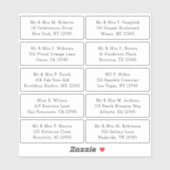 Sticker 10 Nom de l'invité individuel Adresse Mariage de l (Feuille)