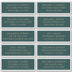 Sticker 10 Nom de l'invité individuel Adresse Mystical Gre