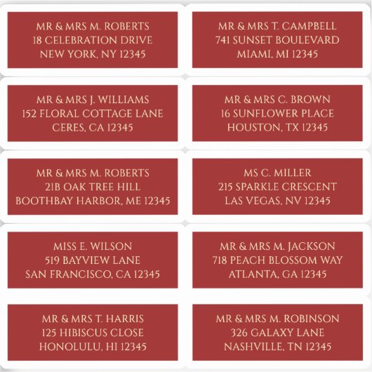 Sticker 10 Nom de l'invité individuel Adresse Mystique Rou (Recto)