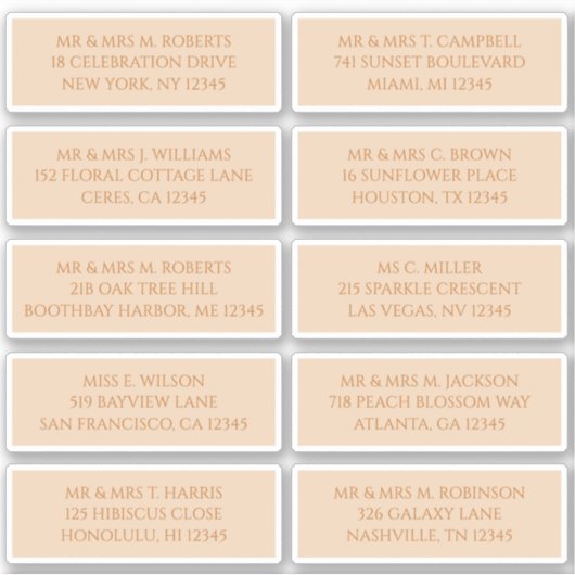 Sticker 10 Nom du client individuel Adresse Champagne Gold (Devant)