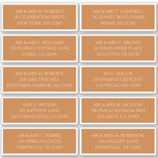 Sticker 10 Nom du client individuel Adresse Champagne Gold (Devant)