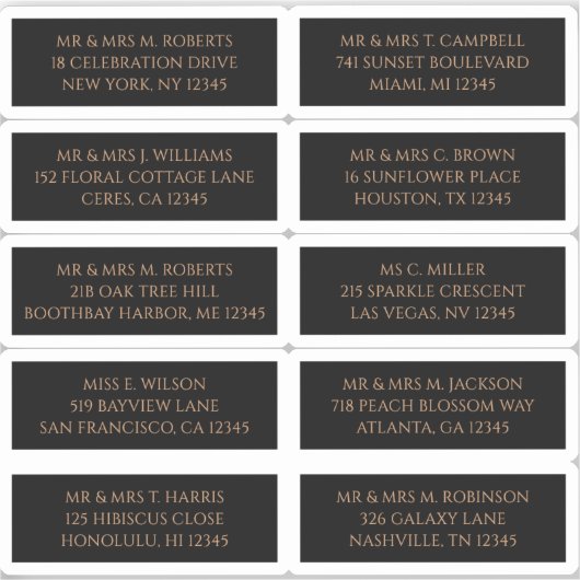 Sticker 10 Nom individuel de l'invité Adresse Mystical Bla (Recto)