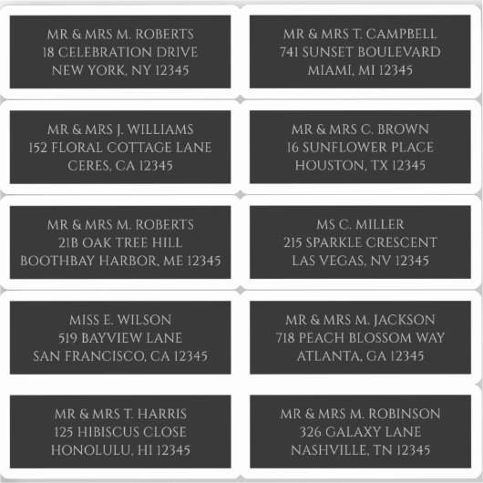 Sticker 10 Nom individuel de l'invité Adresse Mystical Bla (Recto)