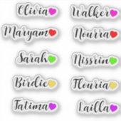 Sticker 10 PC personnalisés étanche - Coeur de nom transpa (Devant)
