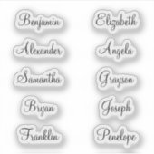 Sticker 10 Premiers Noms Moderne Élégante Calligraphie (Devant)