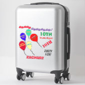 Sticker 10e anniversaire Ballons Vinyl personnalisé (Sur valise)