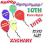 Sticker 10e anniversaire Ballons Vinyl personnalisé (Devant)